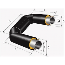 П-образный компенсатор ППУ ПЭ тип 1 Ст20 32х3,5х44х1000 мм ГОСТ 8732-78
