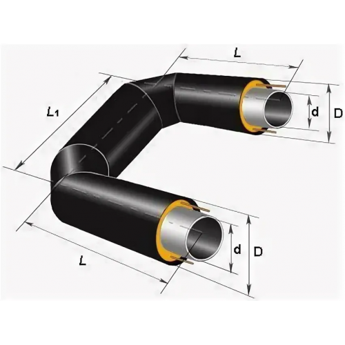 П-образный компенсатор ППУ ПЭ тип 1 Ст20 45х3х37,5х1000 мм ГОСТ 8732-78
